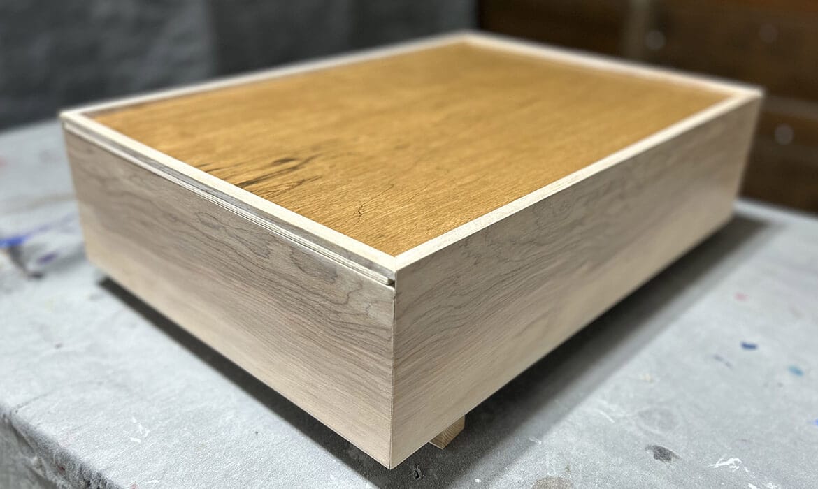Large wooden gift box handcrafted by Caterpillar Woodworks