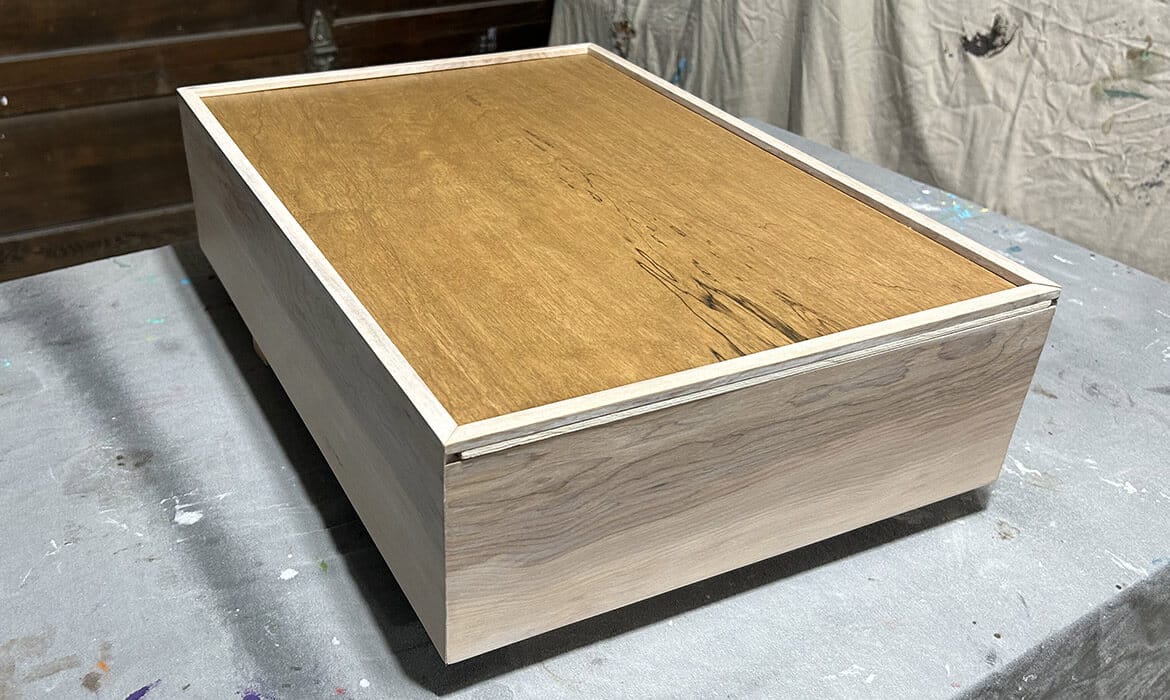 Handcrafted birch wood gift box with mitered corners