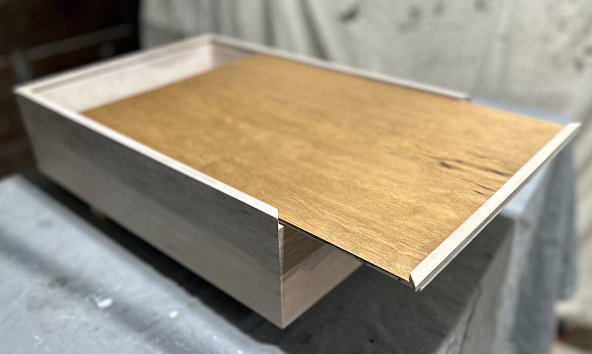 Birch wood gift box with pickling white wash finish
